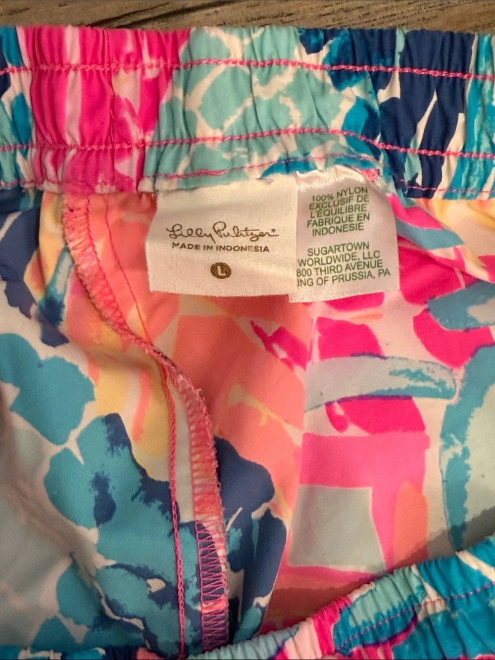 Lilly Pulitzer Pink & Blue Tropical Print Athletic Shorts
